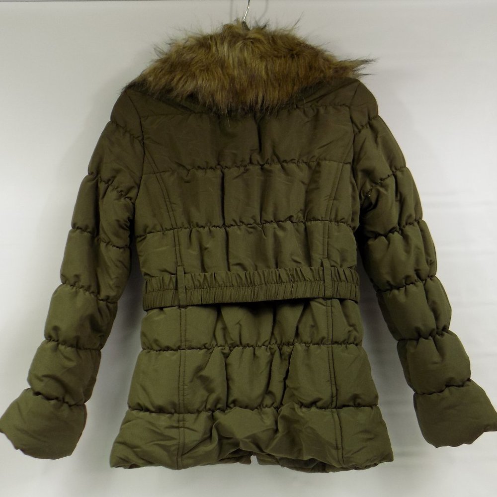 C'Esttoi Chico Belted Puffer Coat Fur Collar Olive Green NEW WITHOUT TAGS - Picture 6 of 10